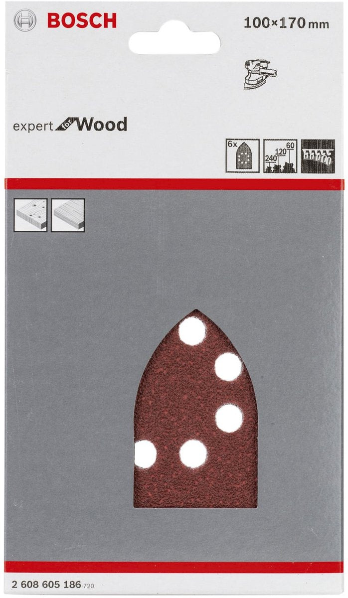 Bosch - 6-delt slibepladesæt 100 x 170 mm, 60; 120; 240