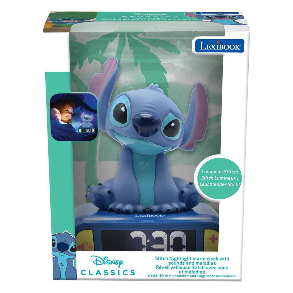 Lexibook stitch 3D digitalt vækkeur med lys og lyd