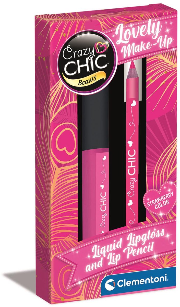 Clementoni crazy chic lipgloss og lip liner jordbær