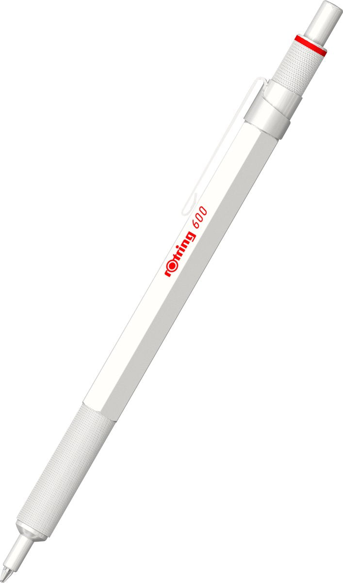 Rotring 600 kuglepen | mellempunkt | sort blæk | perlehvidt hus | genopfyldelig