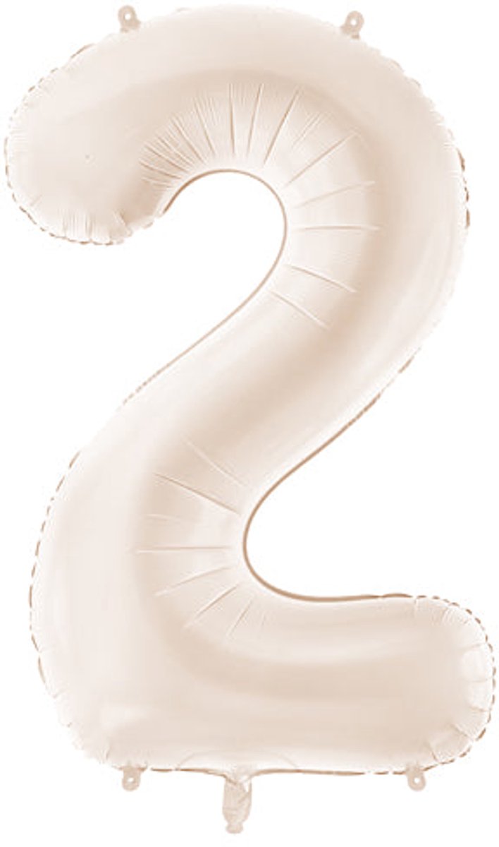 Partydeco fløjlsfolieballon nummer 2 i beige 86cm