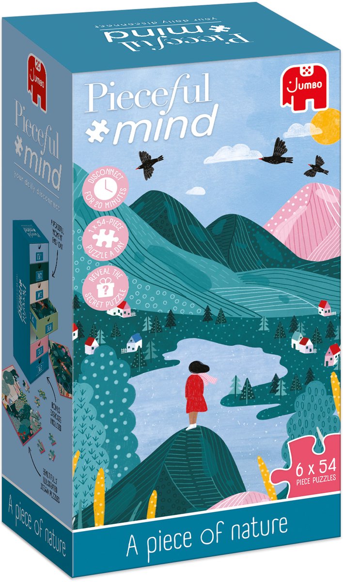 Jumbo pieceful mind - a piece of nature - legpuzzel - 6 puzzels van 54 stukjes - mindfulness oefening - ontspanning cadeau - vanaf 14 jaar