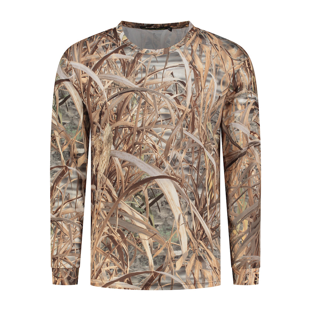 Stealth gear t-shirt langærmet camo rietprint størrelse XL