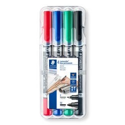Staedtler lumocolor permanent duo - permanent tusch med 2 punkter ( f m) - æske 4 stk