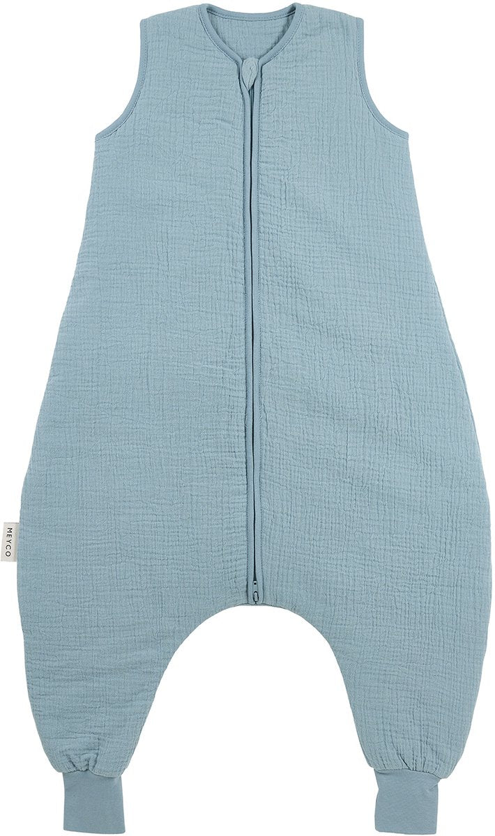 Meyco baby uni baby vintersøvn overall trøje - forvasket hydrofil - jeans blå - 80 cm - 2,0 tom