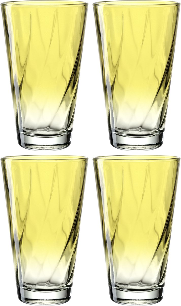 Leonardo twist drikkeglas 300ml gul - sæt 4