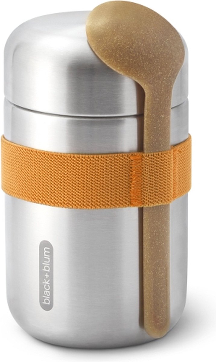 Sort blum sort+blum rustfrit stål termokande madbeholder - 400ml - orange