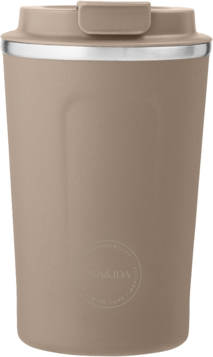 Aya ida aya ida - cup2go - termokandekop - kaffekop - coffee to go - rejsekop - tag med dig - 380ml - støvet brun
