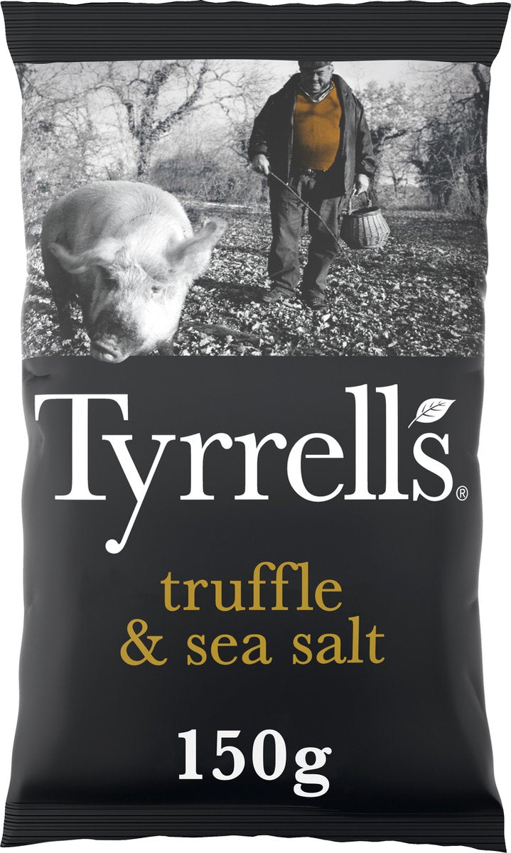Tyrrells sort trøffel havsalt - chips - 8x150 gram
