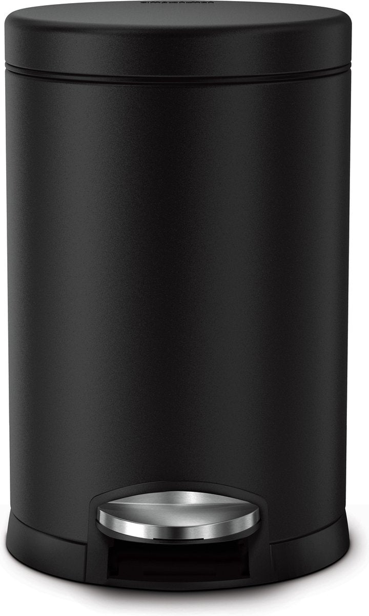 Simplehuman affaldsbeholder rund 4,5 l - sort - rustfrit stål