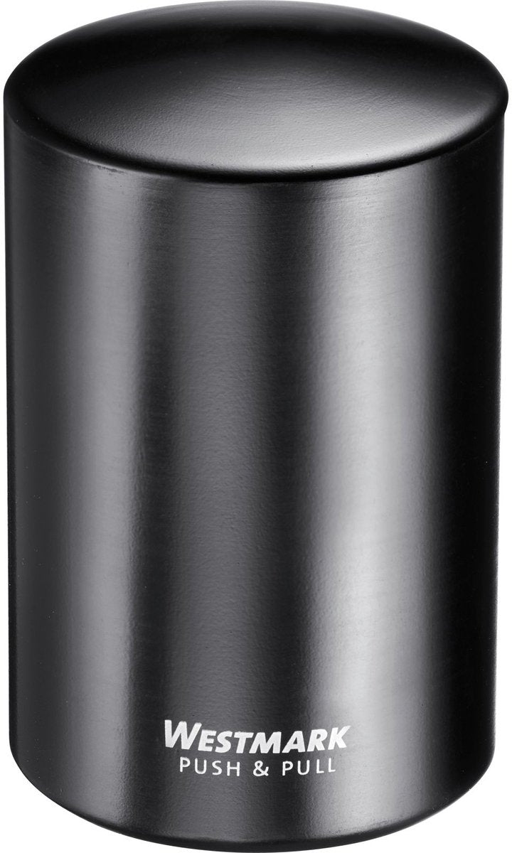 Westmark automatisk proptrækker, til kronehætter, aluminium, push pull, sort, 5,3 x 5,3 x 8 cm