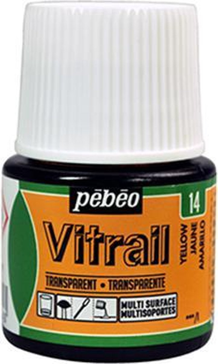 Pebeo glasmaling - transparent blank - vitrail gennemsigtig - 14 gul - 45 ml