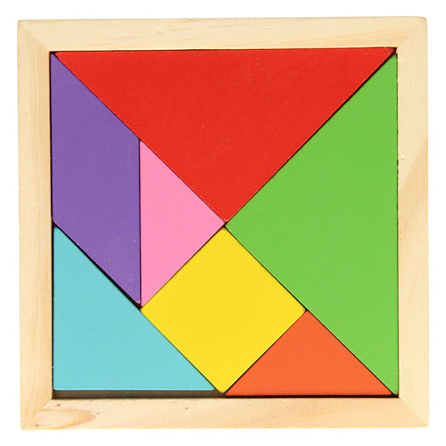 Træ tangram puslespil farve, 7 stk.