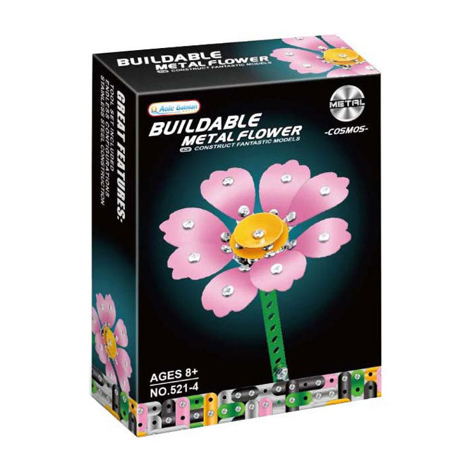 Lobbes metal byggesæt pink blomst