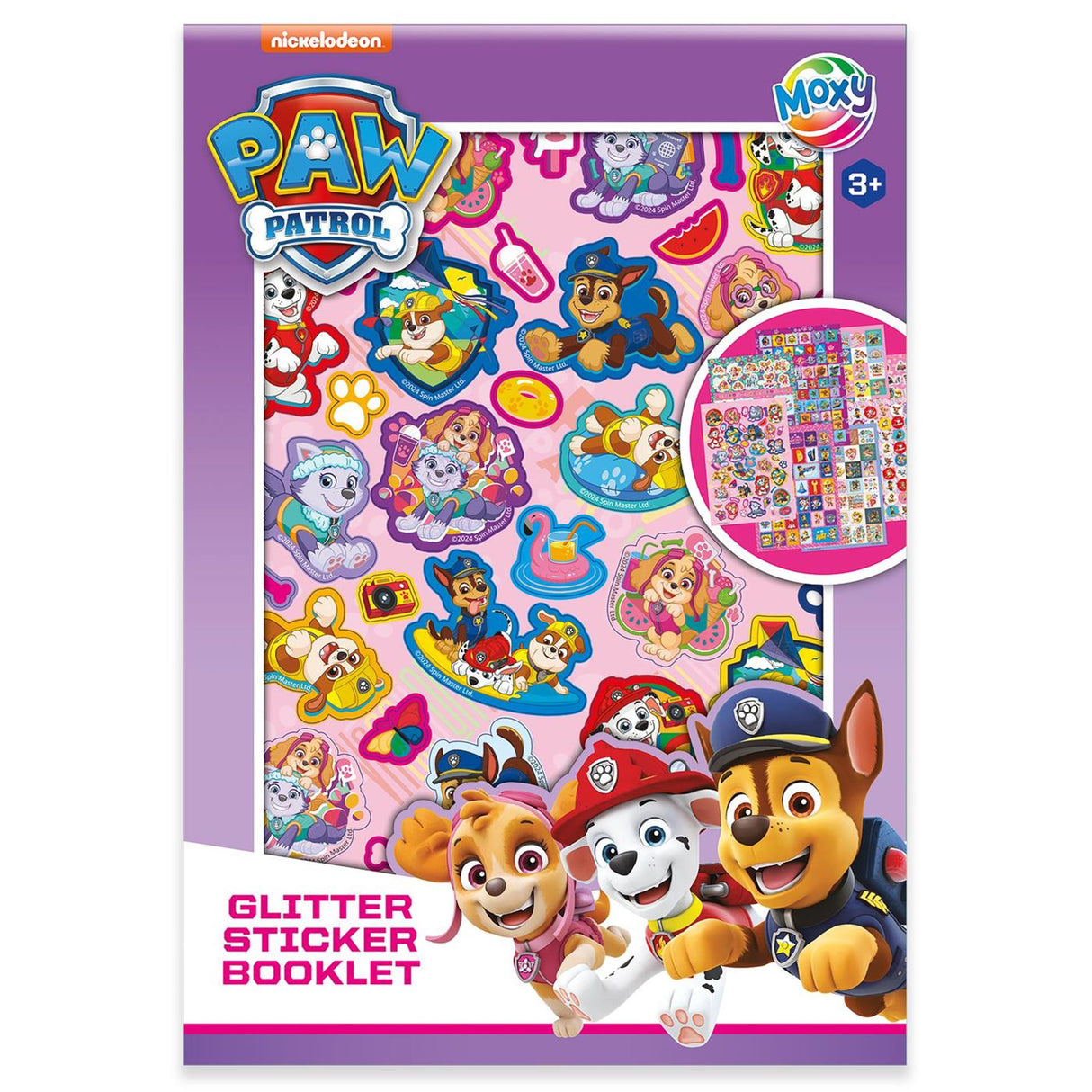 Moxy paw patrol glitter klistermærkebog - a5 størrelse 8 ark