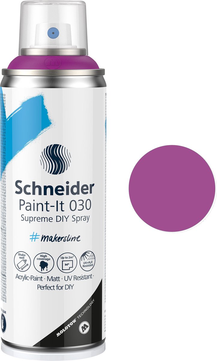 Schneider papirvarer schneider spraymaling - paint-it 030 - DIY spraymaling - akrylmaling - 200ml - lilla - s-ml03050143