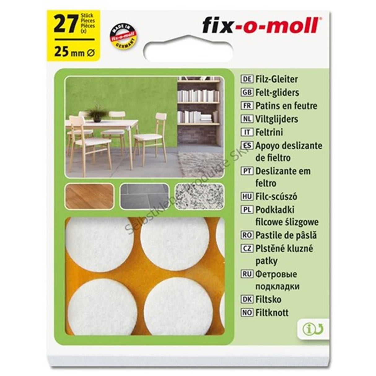 Fix-o-moll filtglider ø25mm hvid