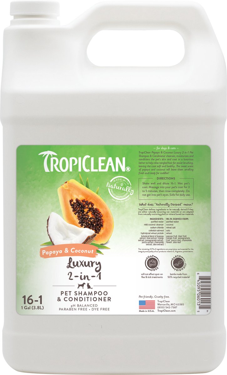Tropiclean bær og kokos - luksus hunde shampoo og balsam - 3,8 l