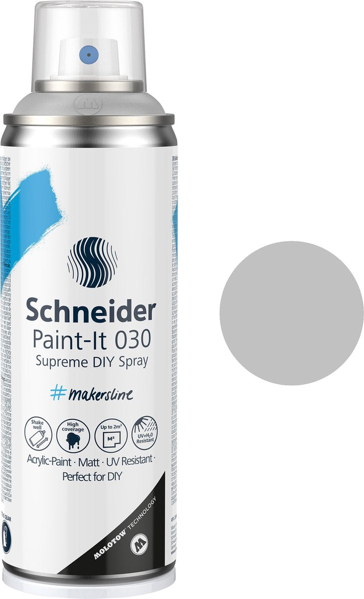 Schneider papirvarer schneider spraydåsemaling - paint-it 030 - gør-det-selv spraymaling - akrylmaling - 200ml - sølv - s-ml03050007