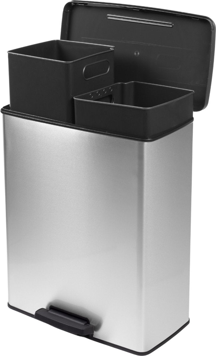 Curver decobin duo affaldsspand - 26l+26l - rektangulær - sølvmetallic