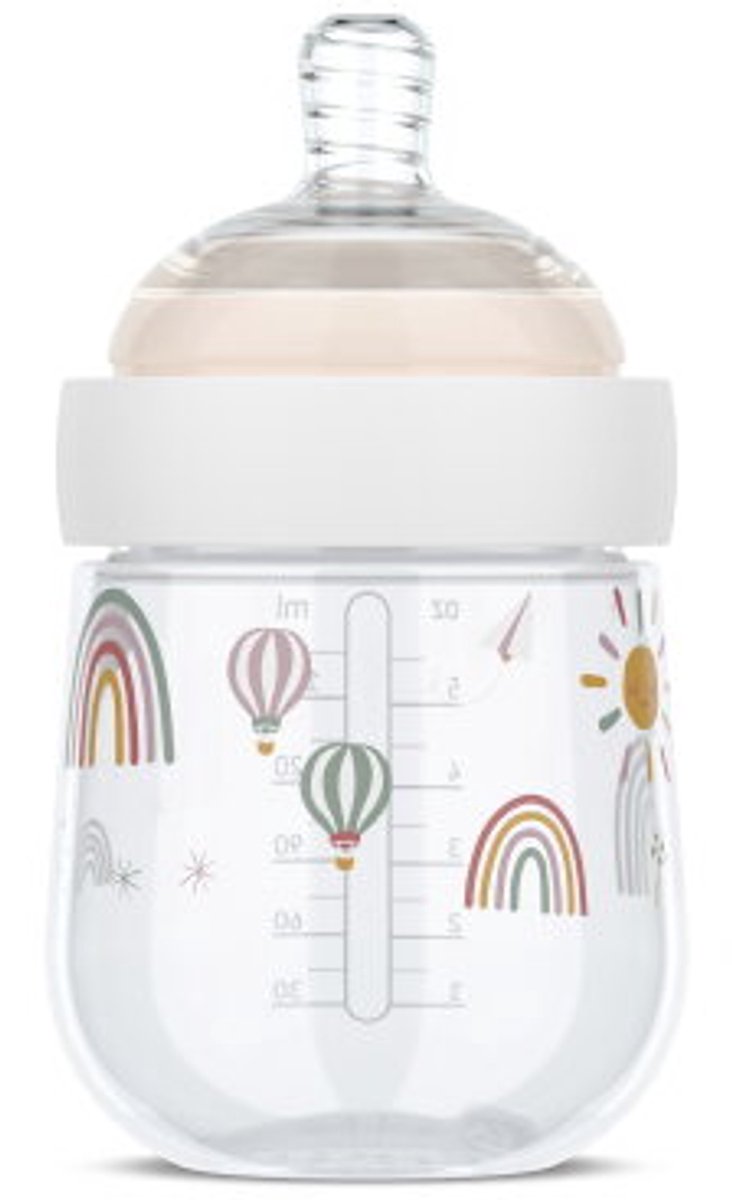 Mepal mio babyfles - 165 ml - anti-koliek - spiraalontwerp voorkomt verstopping - siliconen van medische kwaliteit - sunshine rainbow