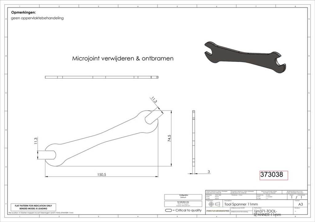 Umærket GRS gaffelnøgle 11-11mm