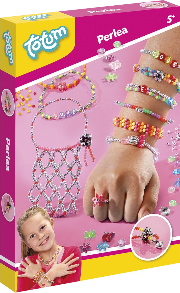 Totum håndværkssæt perlea: fremstilling af smykker og tilbehør med perler - kreativt legetøj til piger fra 5 år - smykkesæt i 2000 dele