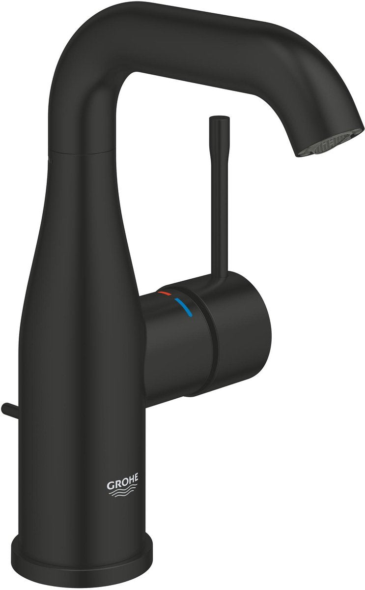 Grohe essence new m-size håndvaskarmatur – drejetud – aqua guide – pop-up affald – mat sort
