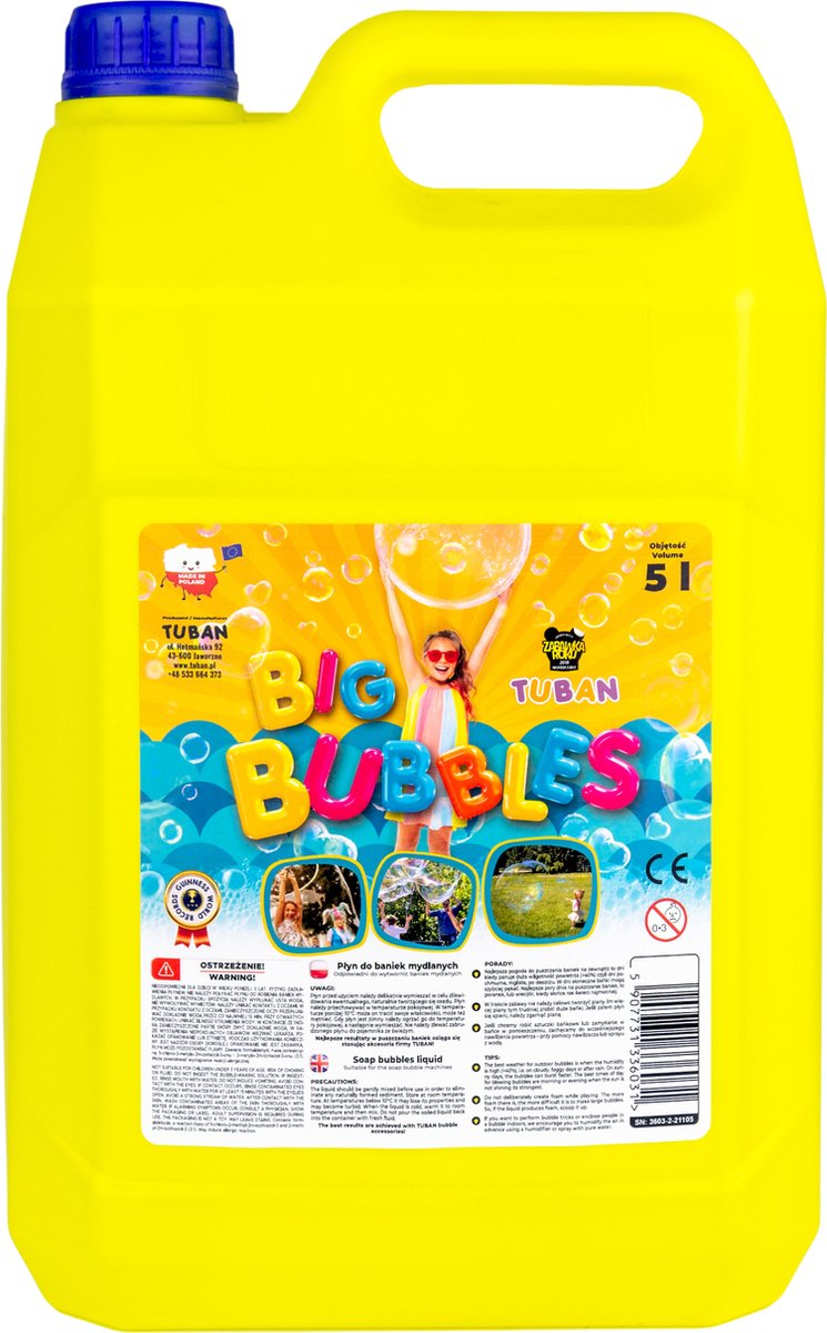Tuban boble blæser væske - store bobler - 5 liter refill.