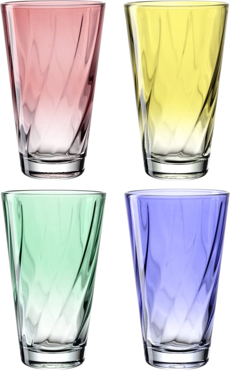 Leonardo twist drikkeglas 300ml assorteret - sæt 4