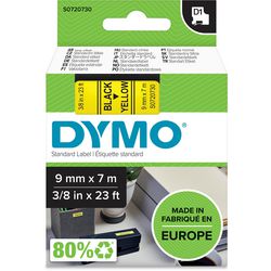 Tapes dymo d1 polyester 9mmx7m sort-gul blank