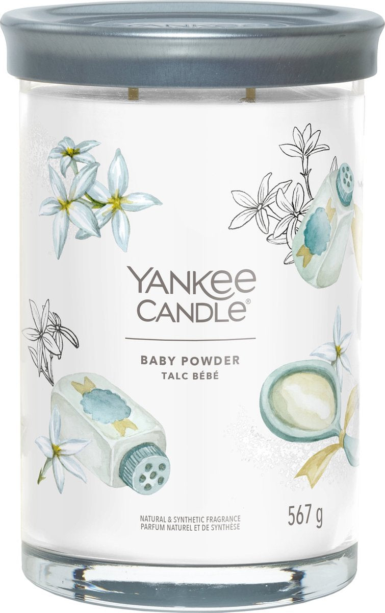 Yankee lys - babypudder stort tumbler duftlys - 100 brændetimer - to væge