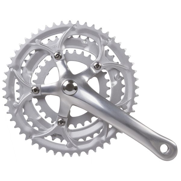 Mighty kranksæt race 3 x 8 gear 30 42 52t aluminium - sølv