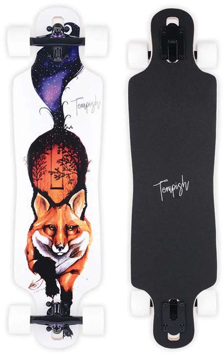 longboard Fox 82,5x21,5 cm træ hvid sort