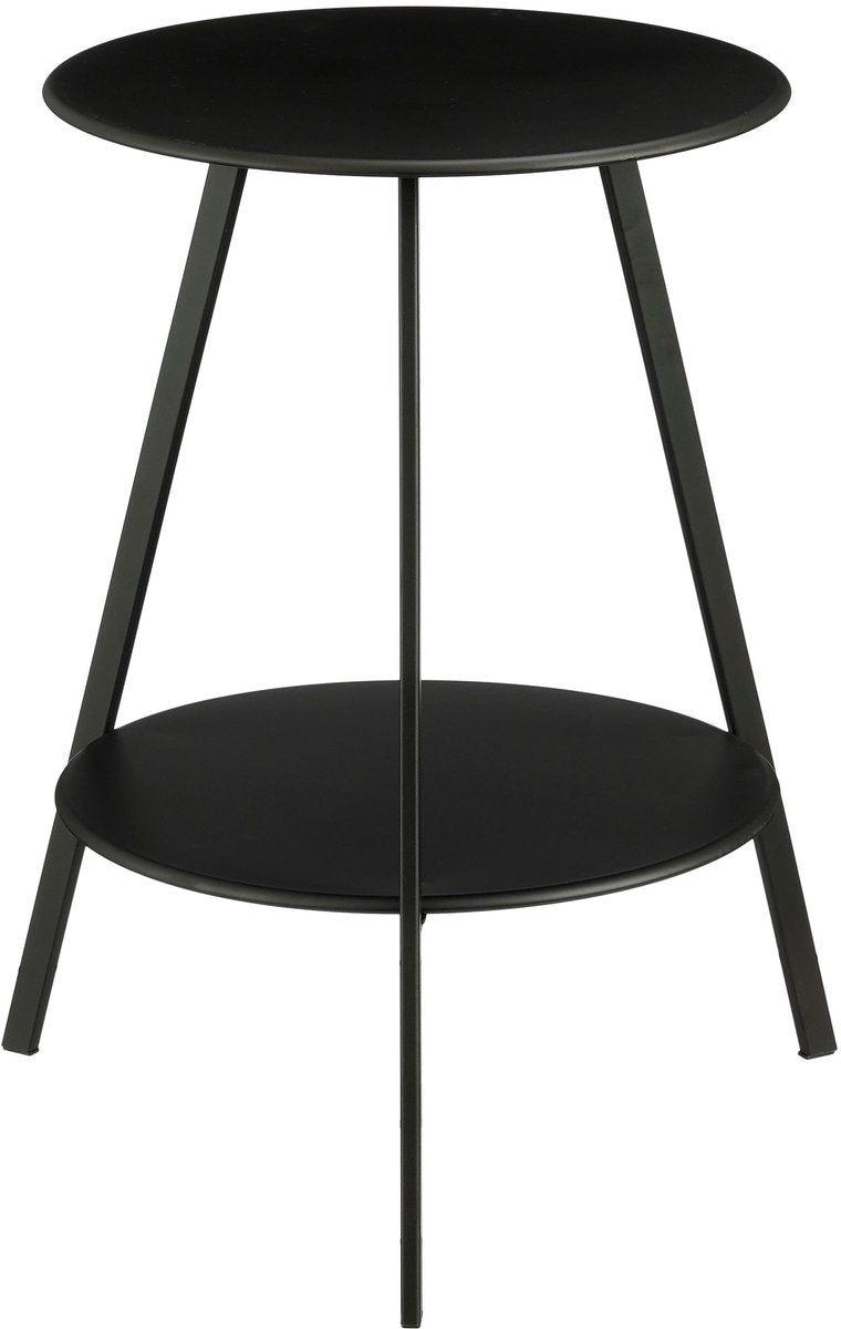 Mica decorations seatle bijzettafel rond voor buiten - koffietafel - salontafel buiten - ook als plantentafeltje of plantenstandaard - metaal - 58 x 46 cm - zwart