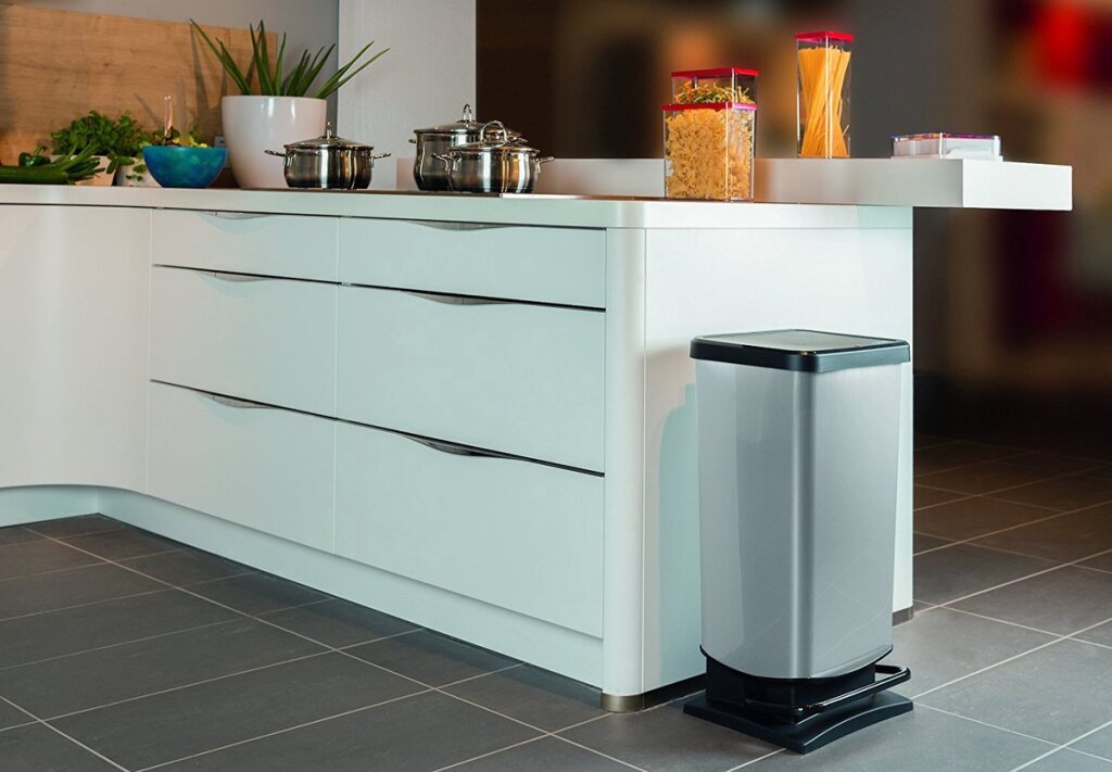 Rotho paso pedalspand 40l sølv metallic