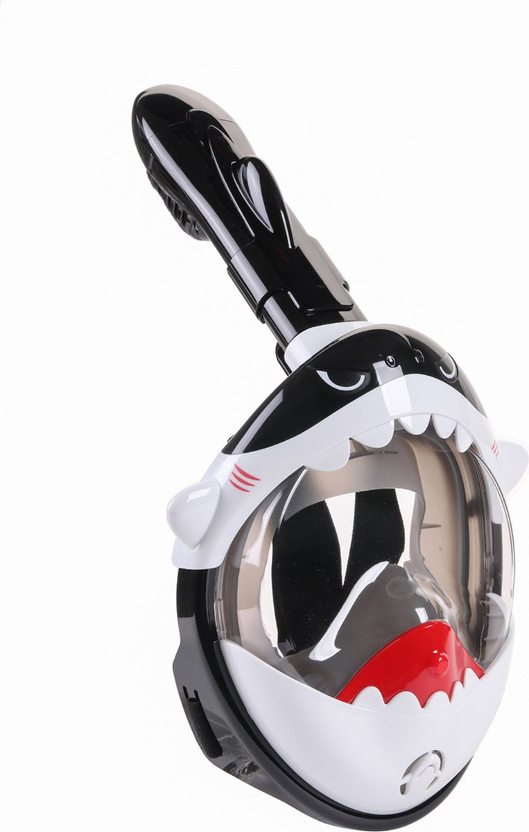 Atlantis shark snorkelmasker - snorkel - duikbril - snorkelset - full face masker - kinderen - zwart