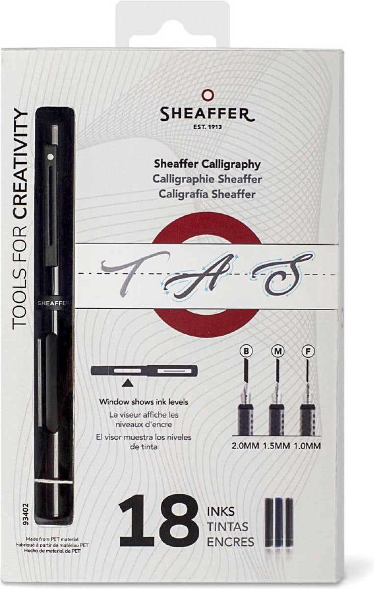 Sheaffer kalligrafi sæt - sort - nibs f m b - sf-93402