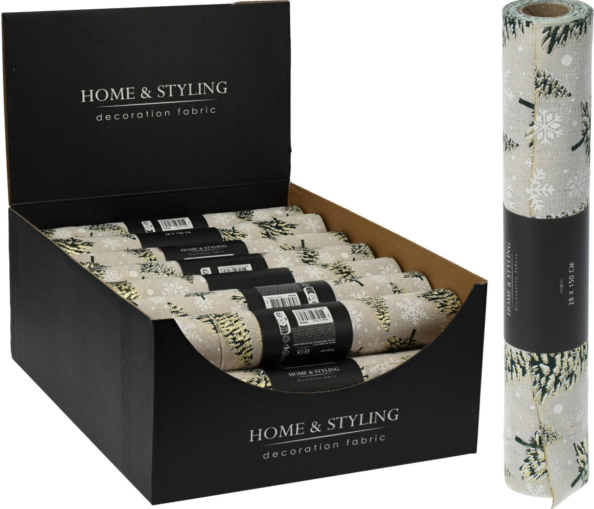 Home styling dekorativt stof 28x200cm juletræ