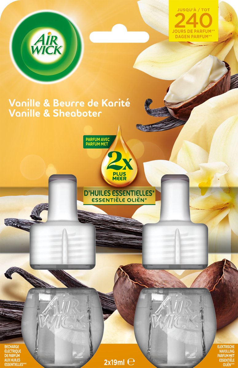 Air wick elektrisk luftfrisker vanilje sheasmør - refill duo 2x19ml