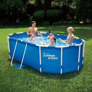 Summer waves swimmingpool aktiv oval ramme 300 x 200 x 84 cm + filterpumpe