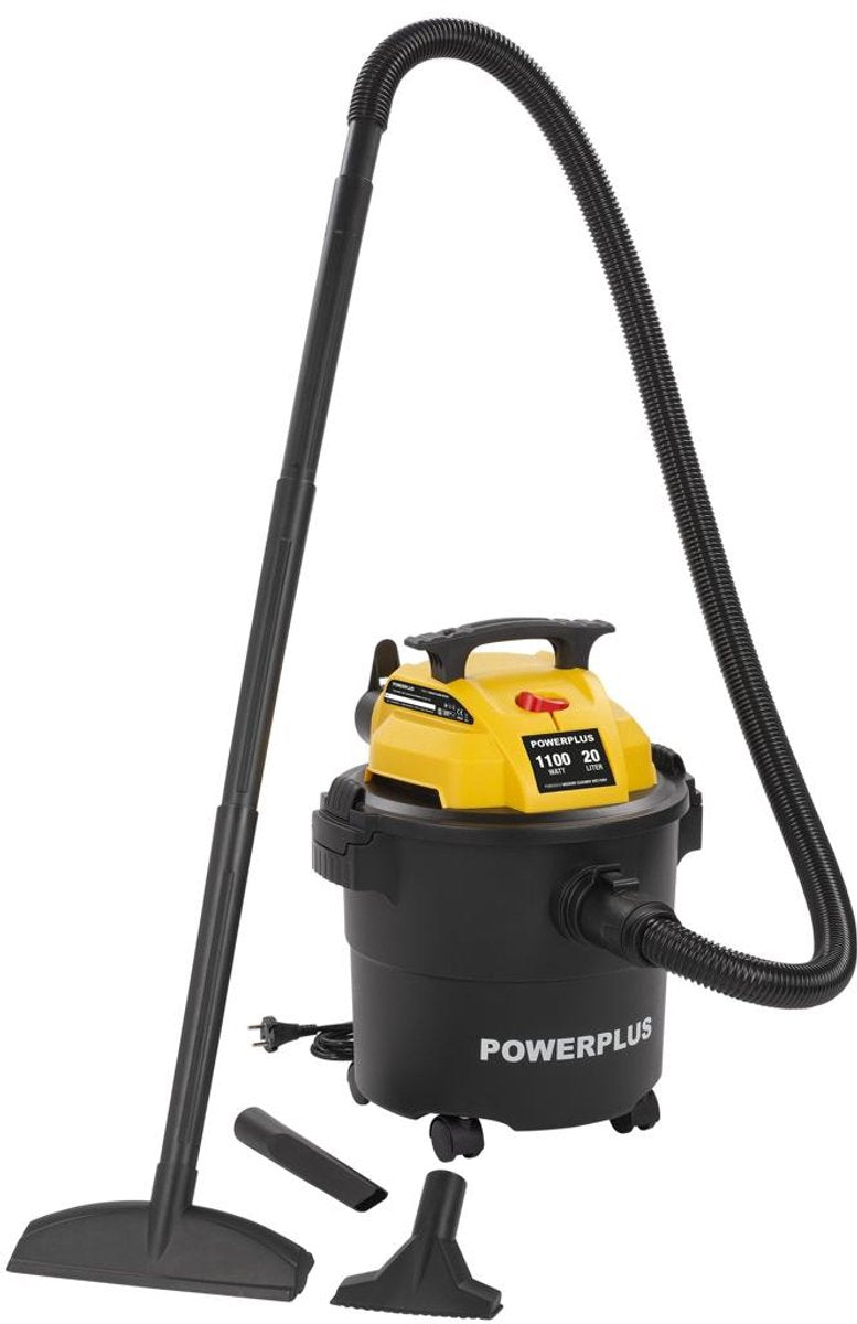 Powerplus el-støvsuger vådtørt powx3210 - 1100w støvsuger køkken, gulv, tæppe - 20l tank - med 3 acc.