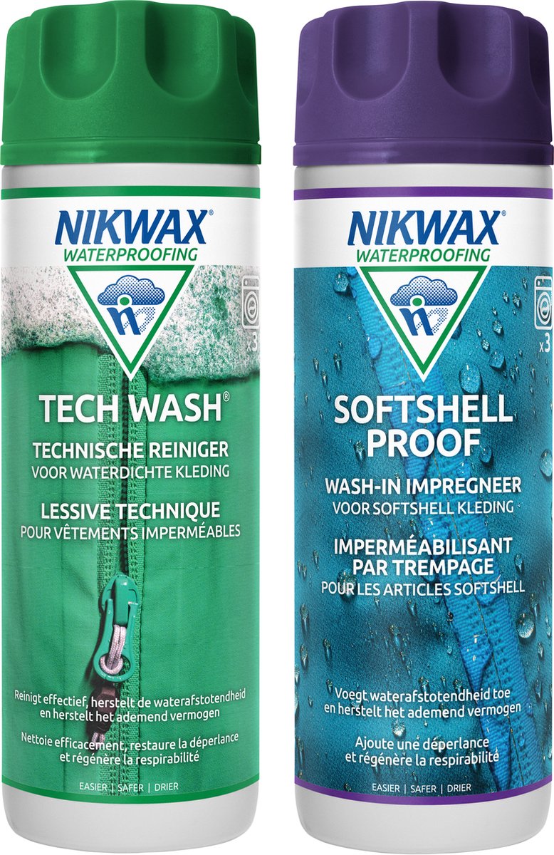 Nikwax tech wash softshell proof, rengøring og imprægnering til softshell 300ml