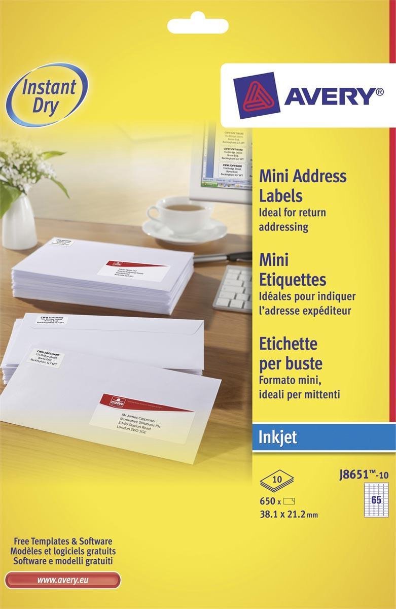 Avery hvid mini label - inkjet - j8651