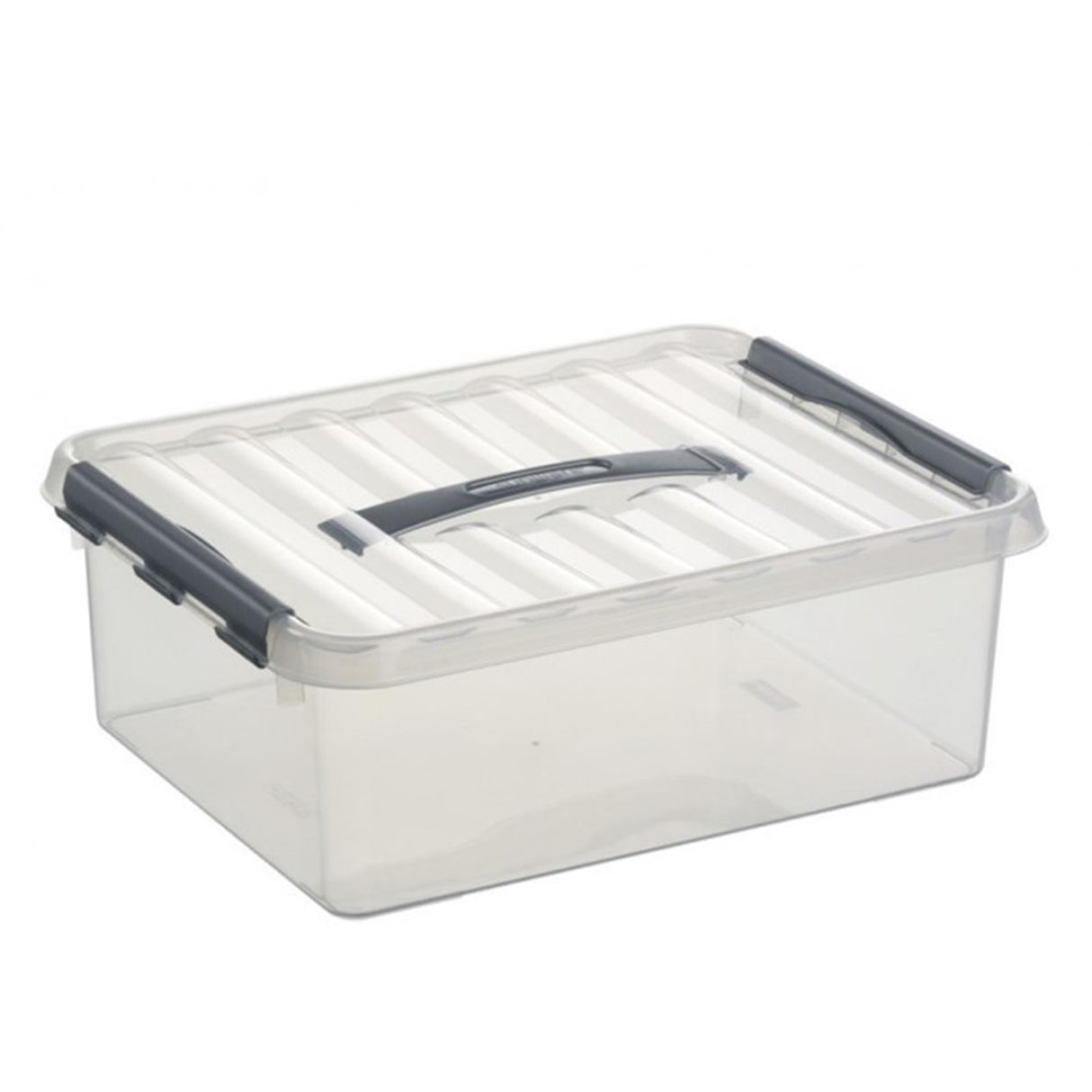 Sunware q-line opbevaringsboks stor gennemsigtig 12 liter 30x40x14cm a4 bundstørrelse