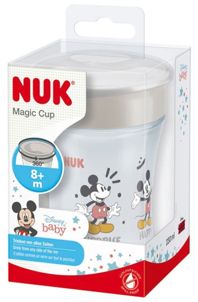 Nuk baby drikkekop magisk kop 360 silikone 230ml mickey grå-hvid.