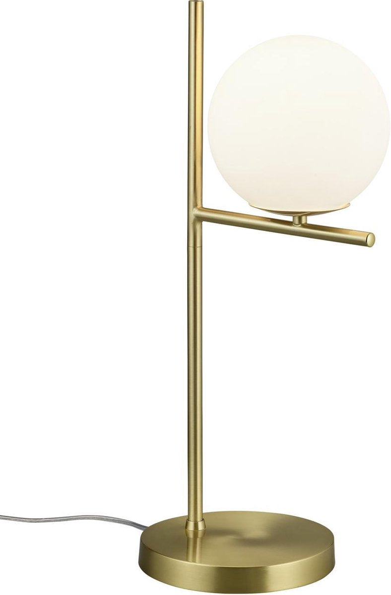 Trio pure - bordlampe - messing mat - ekskl. 1x e14 28w - hvidt glas