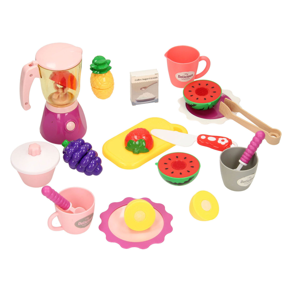 Juicebutik legetøjslegesæt med blender - farverigt børnekøkken.