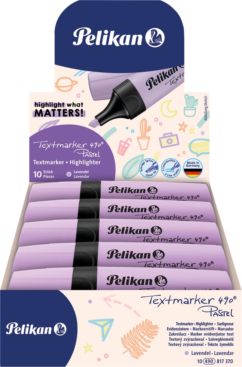 Pelikan tekstmarkør 490 - highlighter - pastel lilla - 10 stk