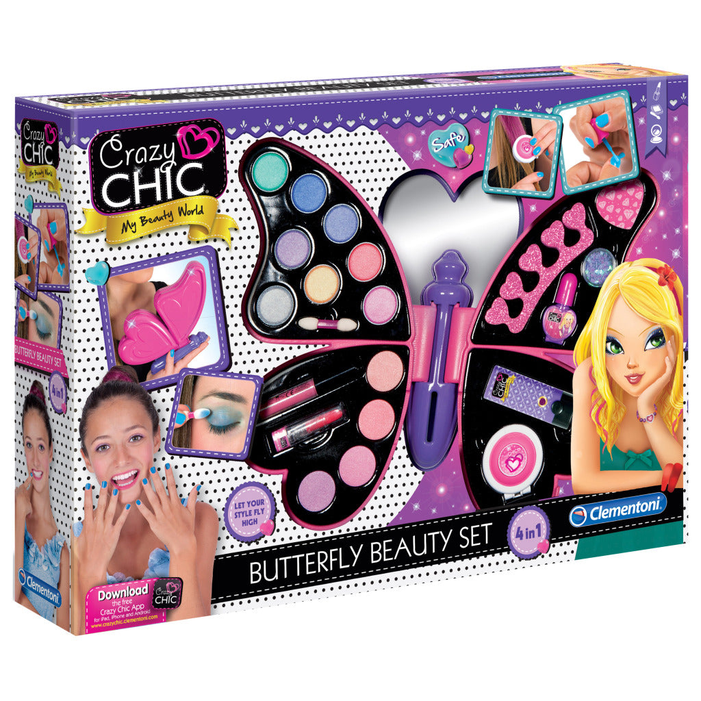 Clementoni crazy chic butterfly beauty sæt make-up etui